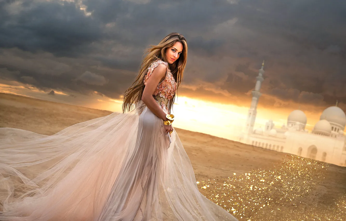 Photo wallpaper dress, the bride, white Palace, Abu Dhabi, Grand mosque Sheikh Zayed