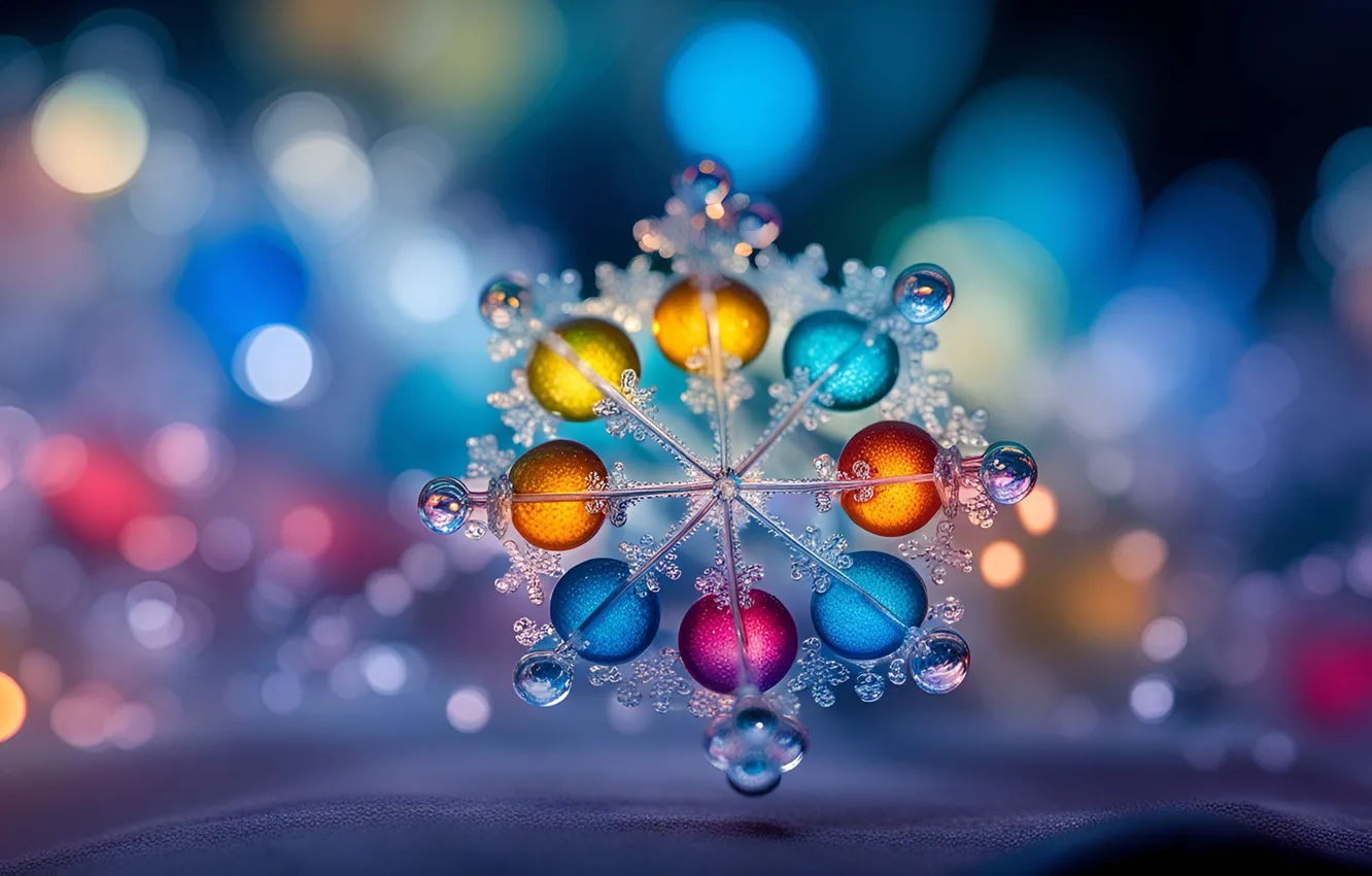 Photo wallpaper macro, snowflakes, background