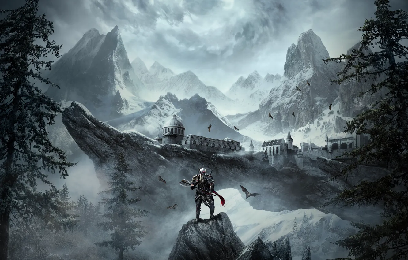 Photo wallpaper landscape, nature, warrior, The Elder Scrolls Online