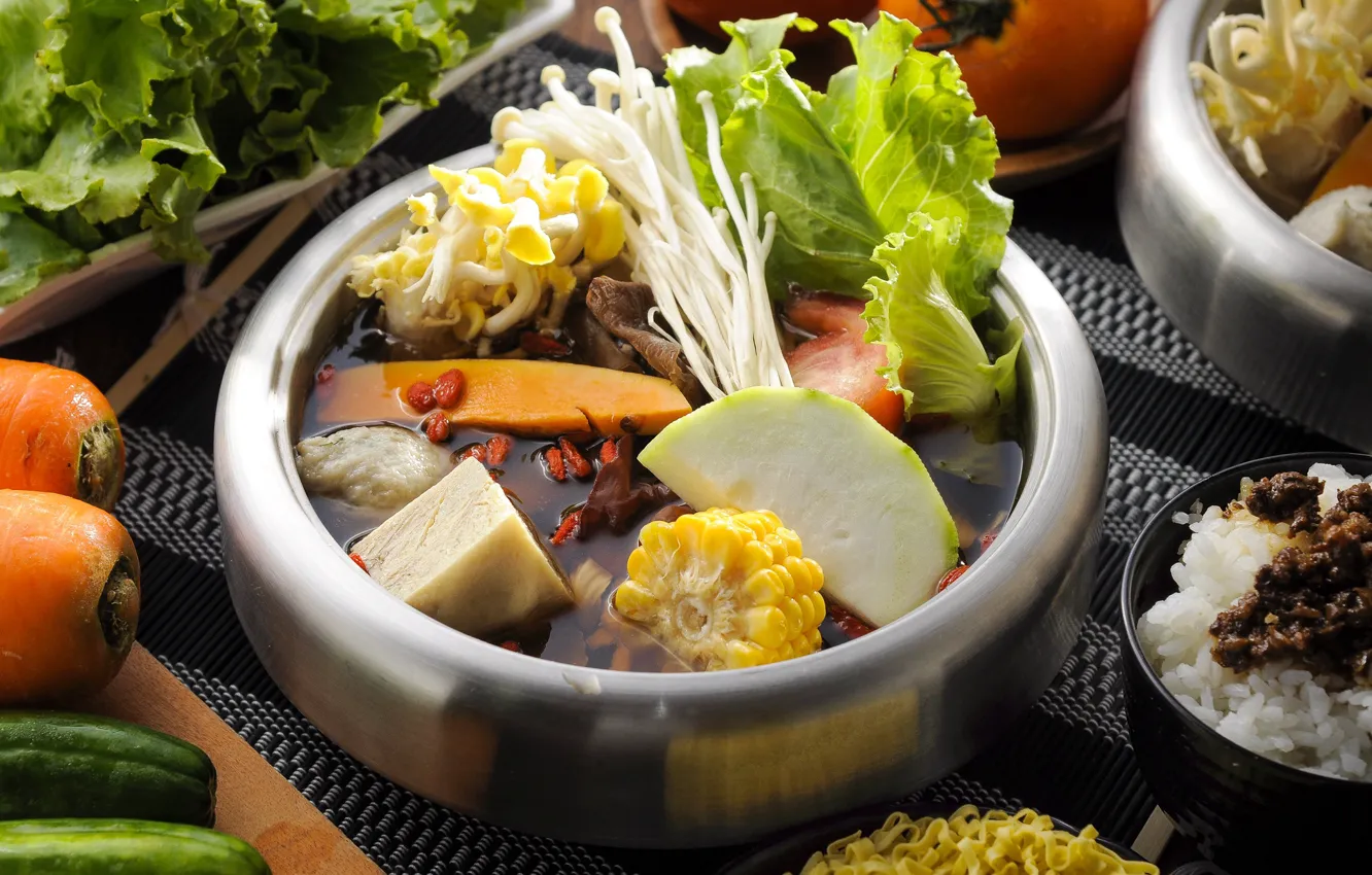 Photo wallpaper mushrooms, vegetables, cuts