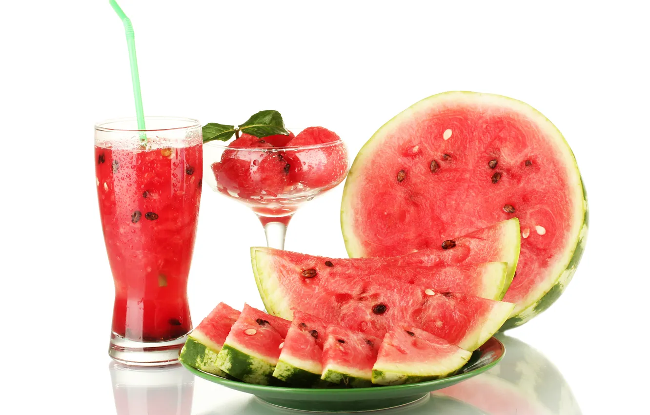 Photo wallpaper watermelon, juice, ice cream, cocktail, drink, dessert, slices