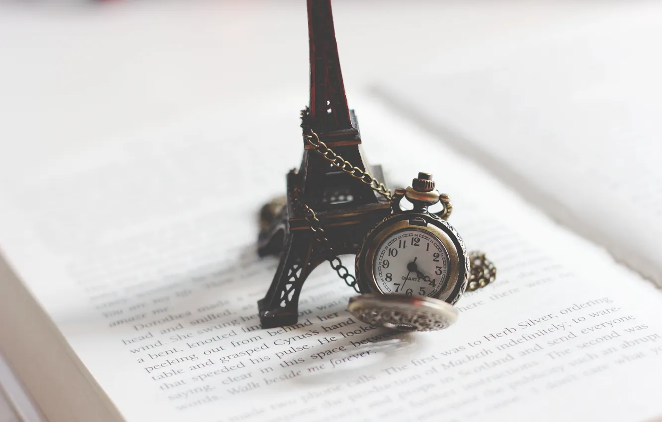 Photo wallpaper arrows, watch, figures, Eiffel tower