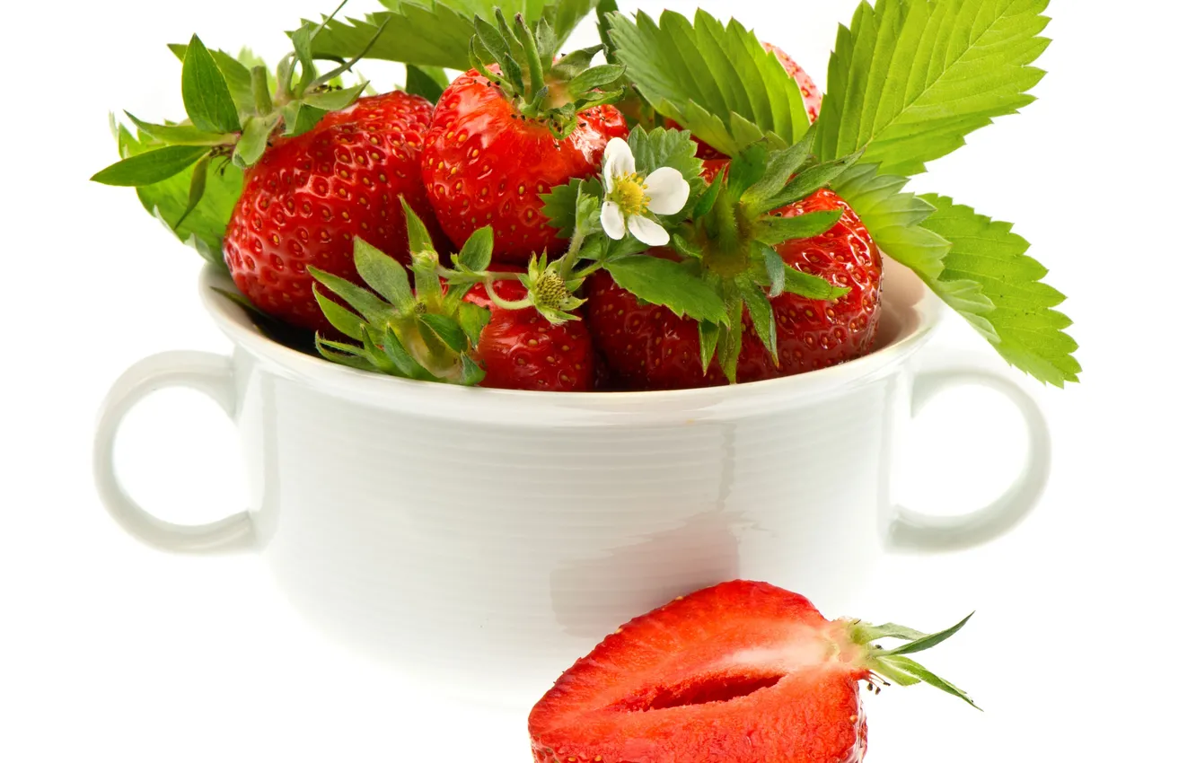 Photo wallpaper berries, strawberry, mug