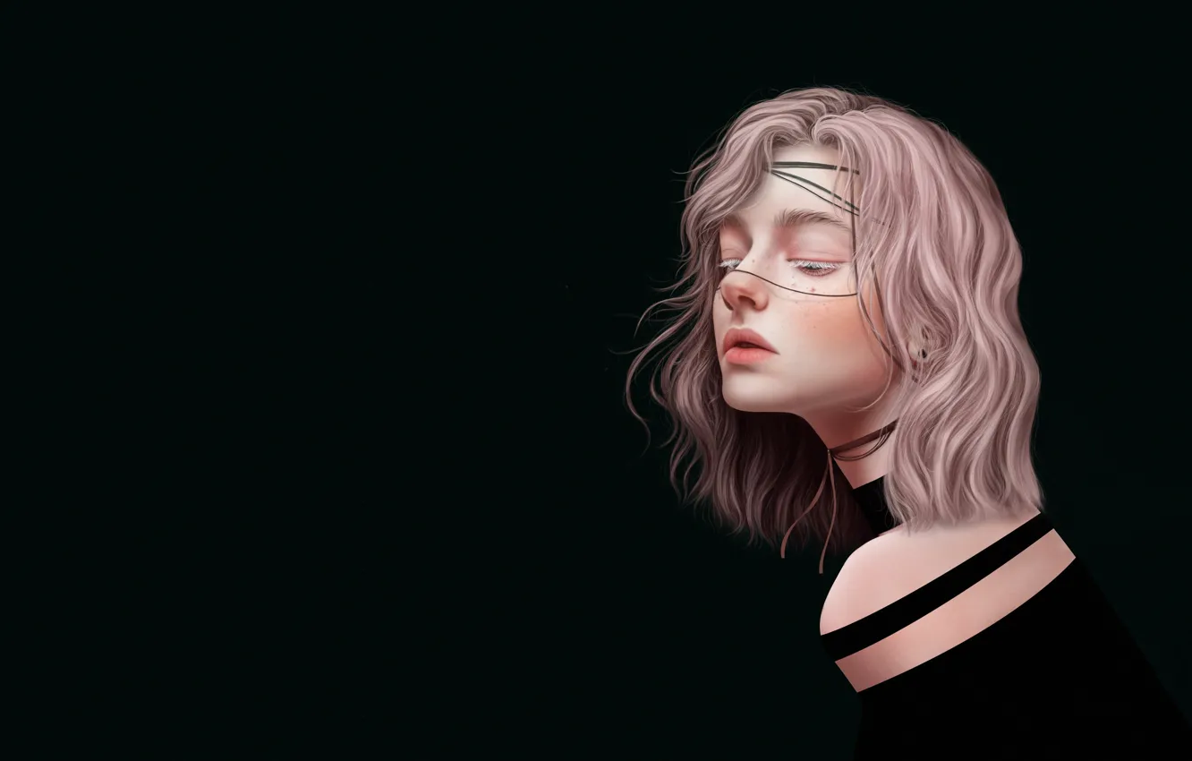 Photo wallpaper girl, face, style, hair, figure, minimalism, art, blonde