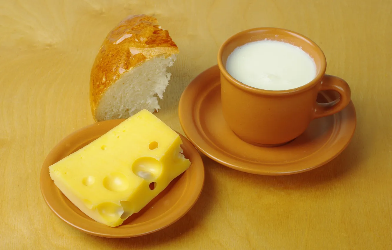 Photo wallpaper food, cheese, milk, bread