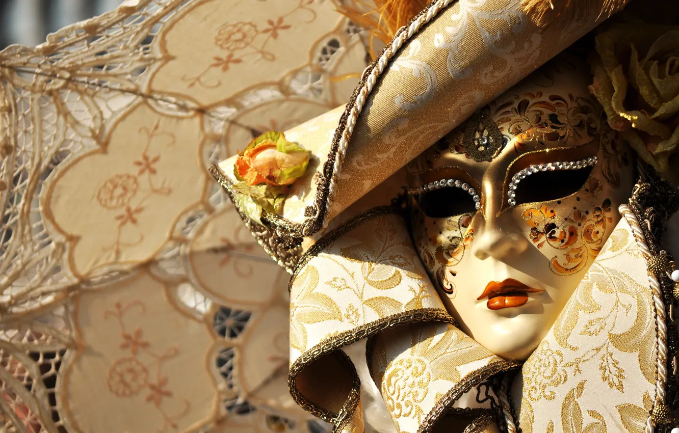 Photo wallpaper umbrella, mask, carnival