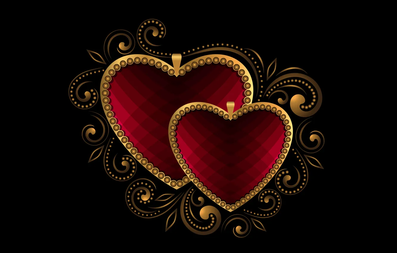 Photo wallpaper hearts, metal, love, gold, hearts, luxury