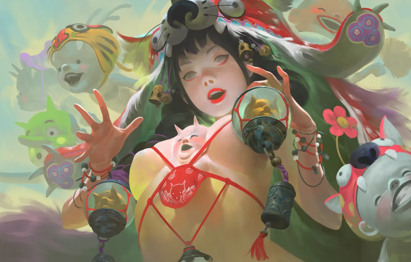 Photo wallpaper chest, girl, fantasy, spirit, mystic, the demon, art, witch