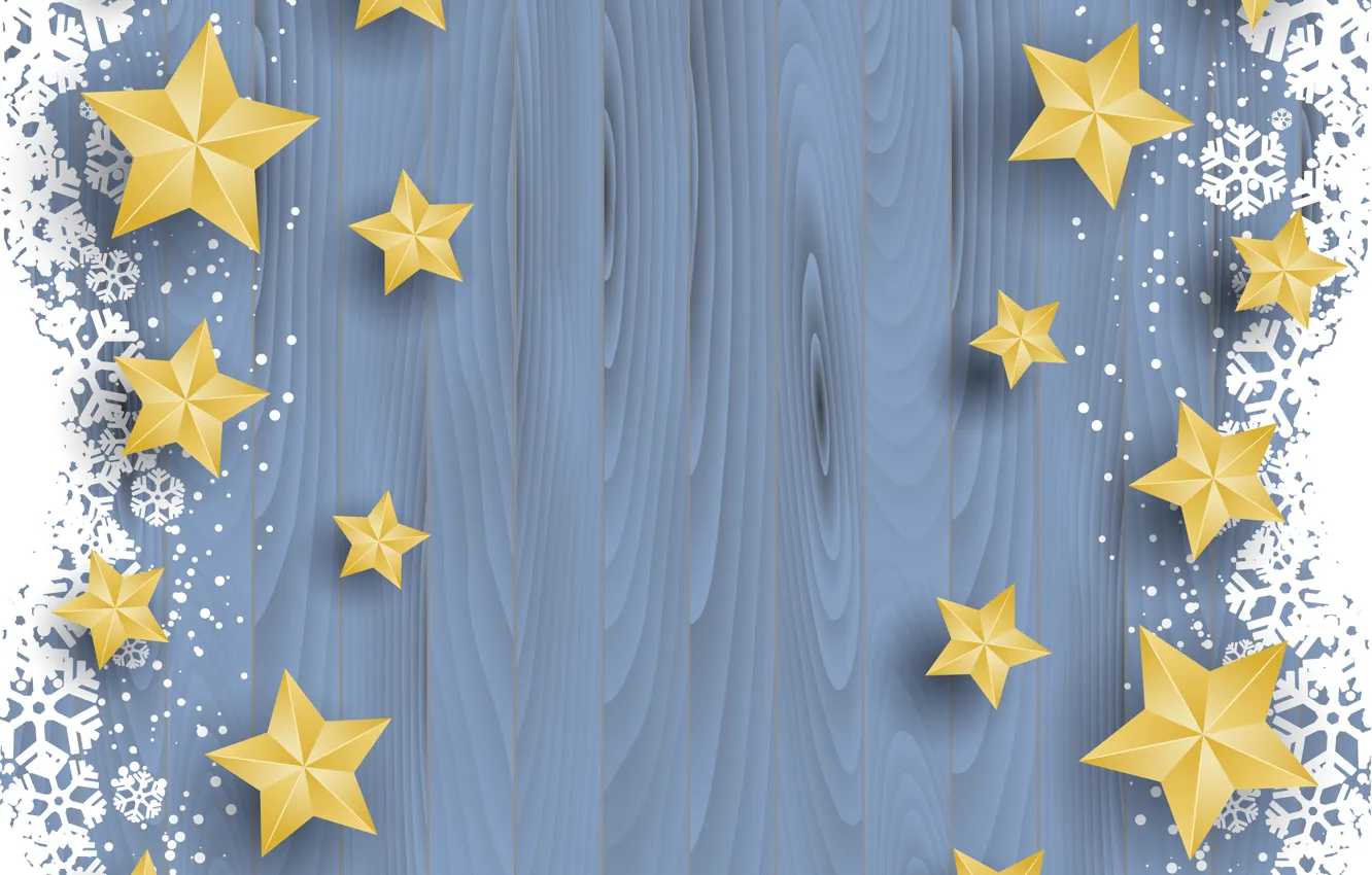 Photo wallpaper stars, snowflakes, texture, wood, stars