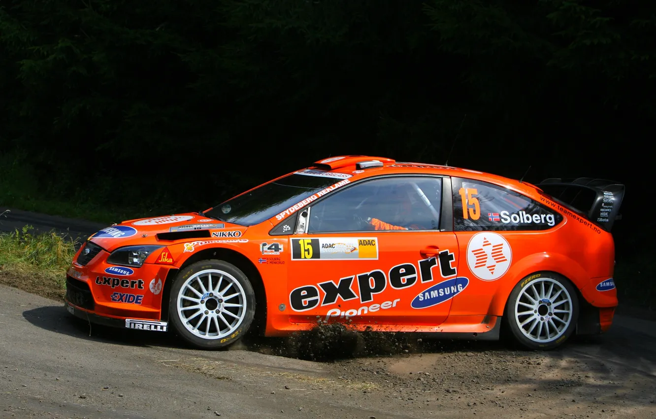 Photo wallpaper orange, Ford, focus, Focus, side view, WRC, Rally, Rally