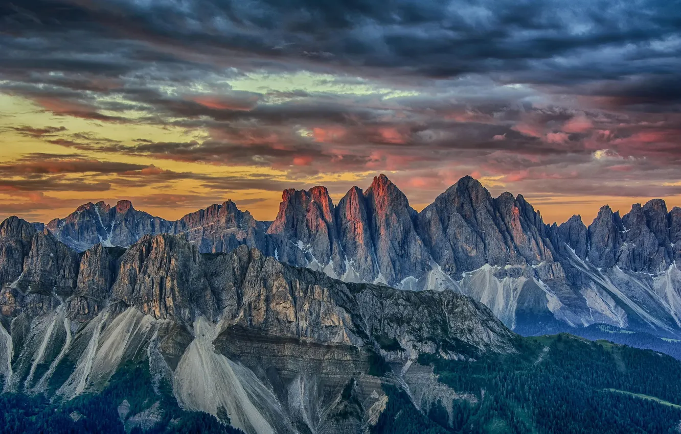 Photo wallpaper snow, landscape, mountains, nature, rasvet, mountain range