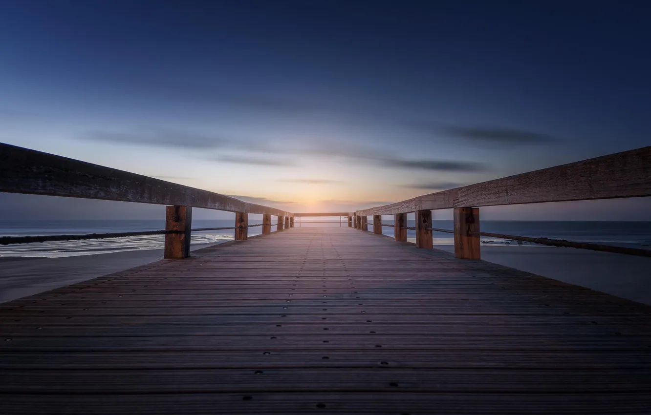 Photo wallpaper sea, landscape, dawn, pierce