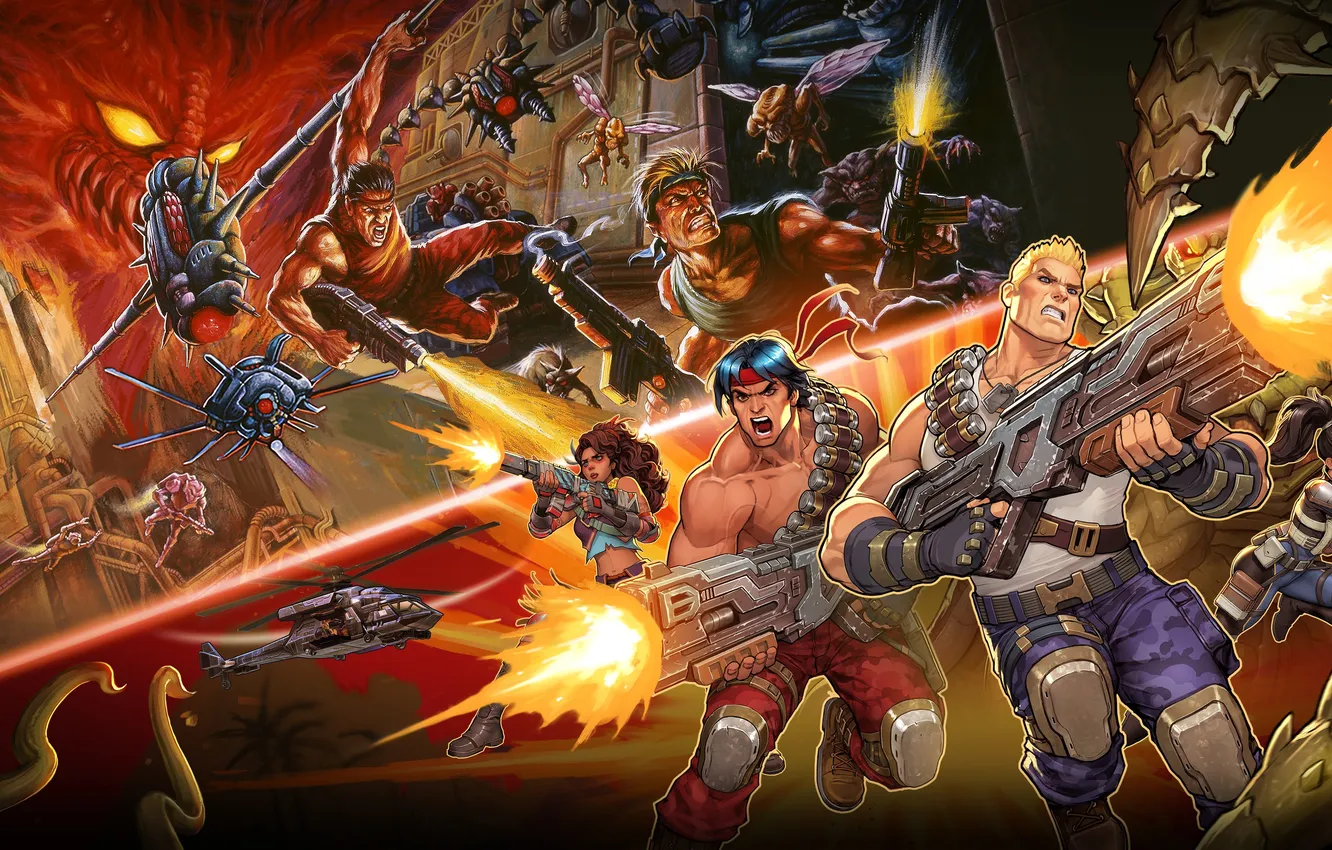 Photo wallpaper Games, Game Art, Nintendo Switch, Bill Rizer, 2024 Games, Contra: Operation Galuga