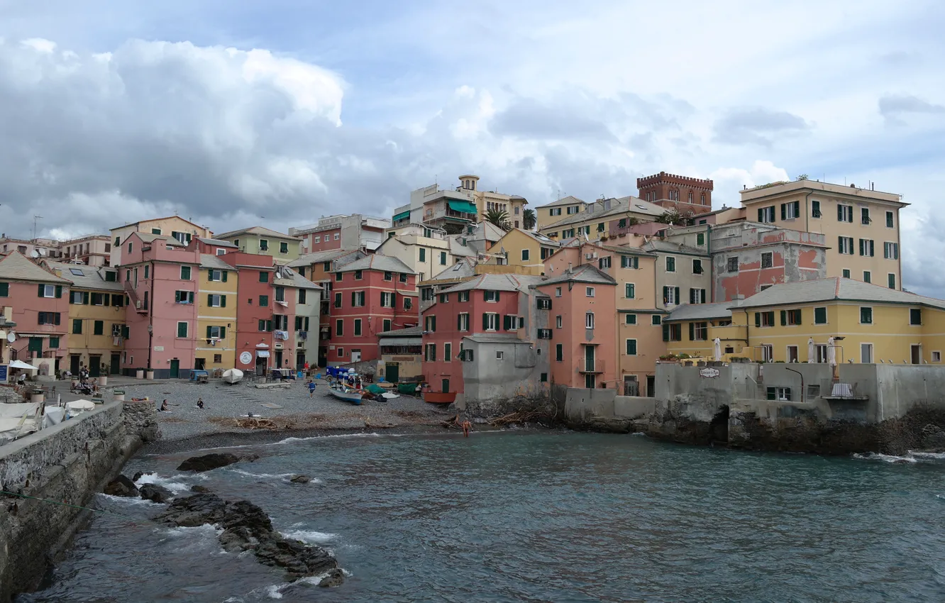 Photo wallpaper sea, home, Bay, Italy, Genoa, Boccadasse