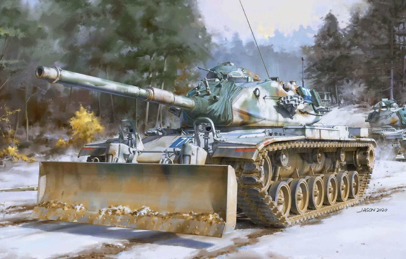 Photo wallpaper Snow, USA, Tank, Main battle tank, M60
