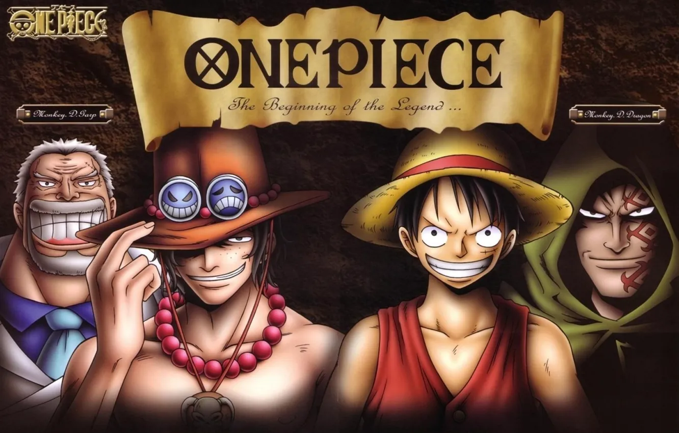 Photo wallpaper sake, logo, game, Dragon, One Piece, hat, smile, anime