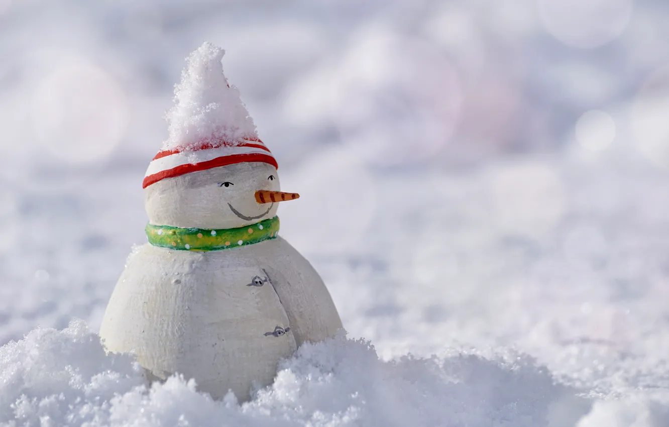 Photo wallpaper winter, snow, nature, holiday, toy, Christmas, New year, snowman