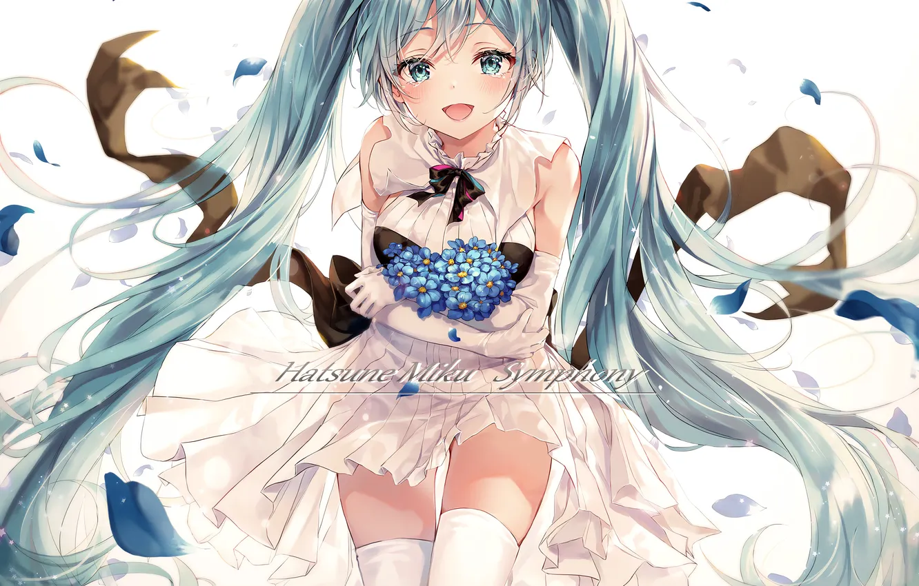 Photo wallpaper girl, sexy, vocaloid, hatsune miku, thighhighs, long hair, dress, anime
