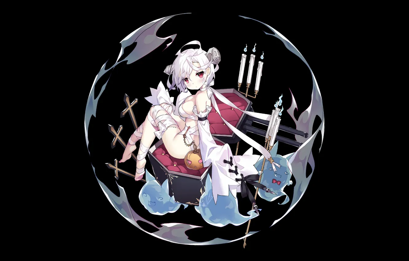 Photo wallpaper Halloween, girl, sexy, boobs, anime, beautiful, erotic, breasts