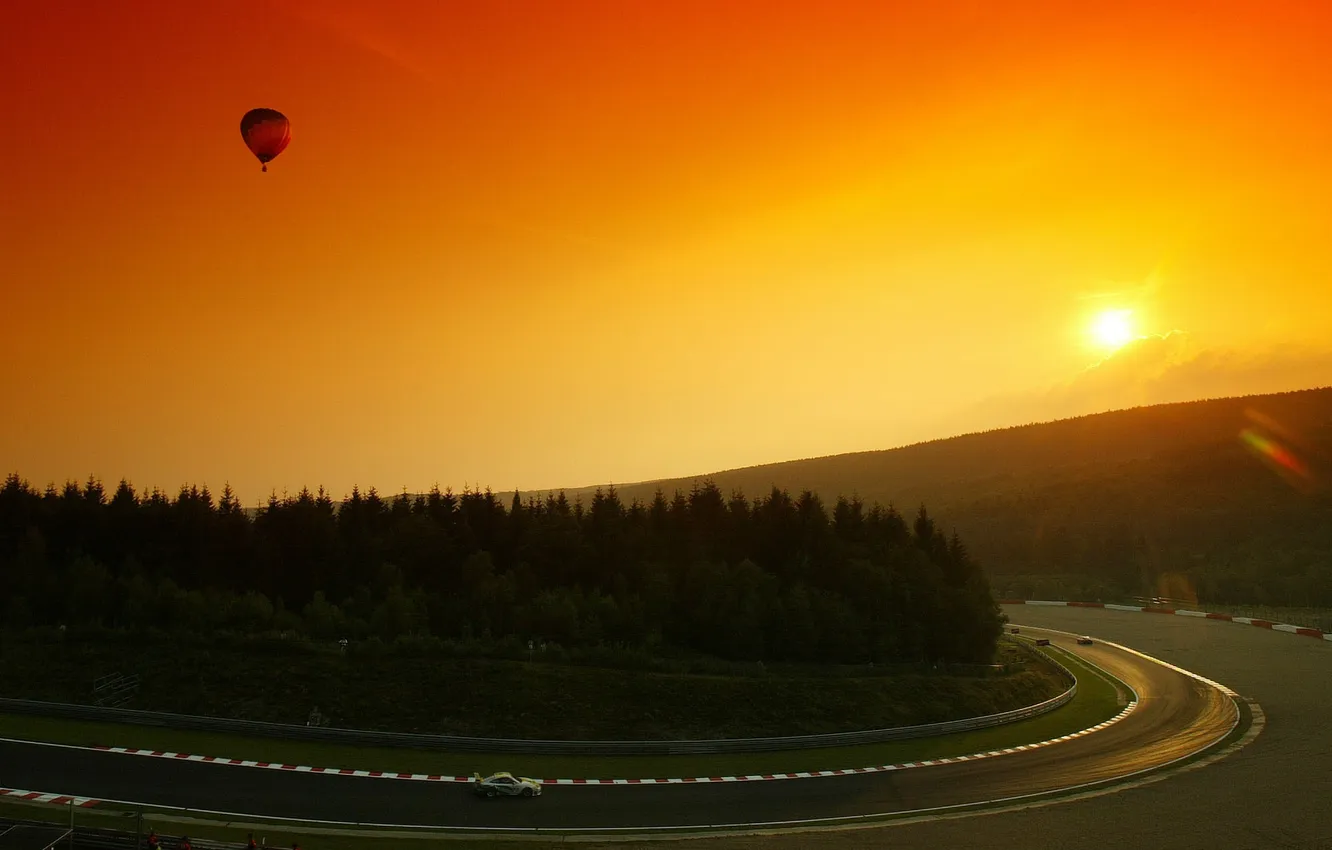 Photo wallpaper sunset, race, track