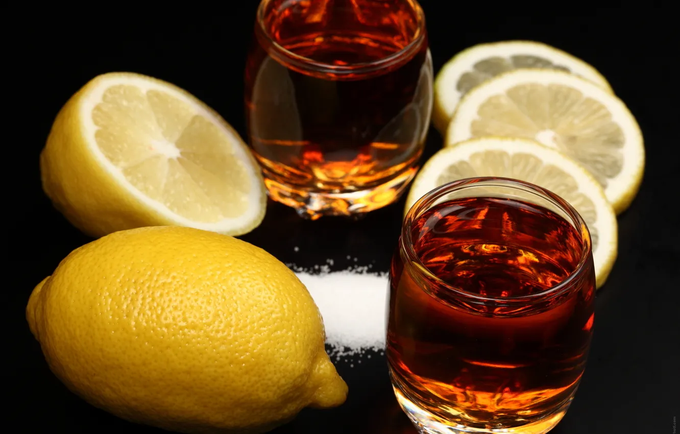 Photo wallpaper glass, lemon, sugar, drink