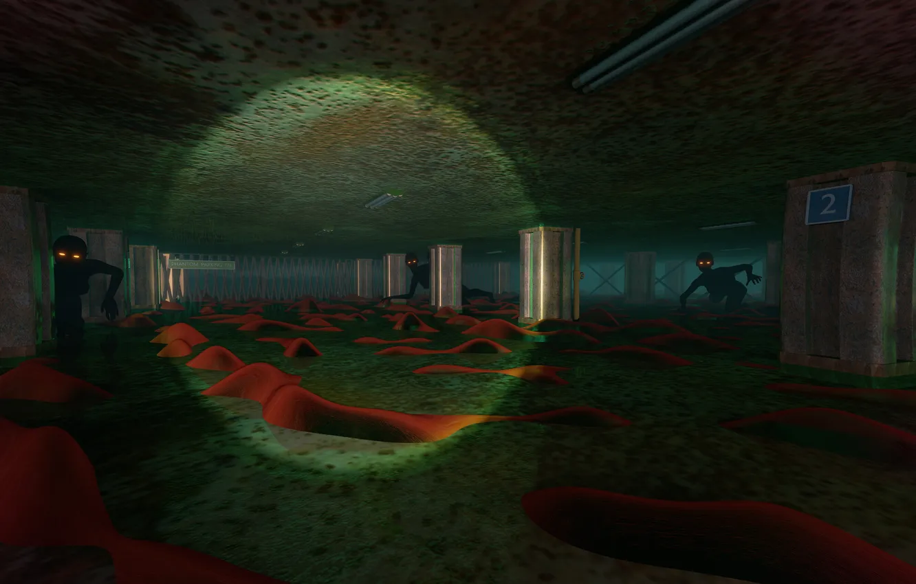 Photo wallpaper horror, fantasy, parking, scene, abandoned, surreal, Phantoms, scifi