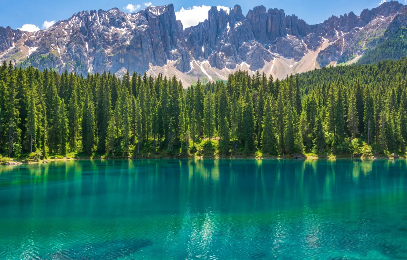 Photo wallpaper lake, Italy, The Dolomites, Carezza