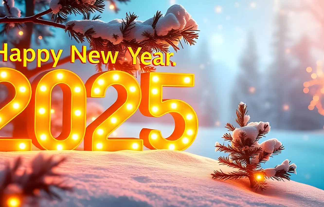 Photo wallpaper winter, snow, new year, figures, winter, snow, New Year, numbers