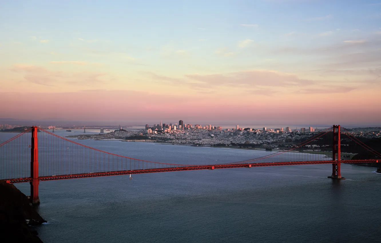 Photo wallpaper bridge, the city, San Francisco, Golden Gate