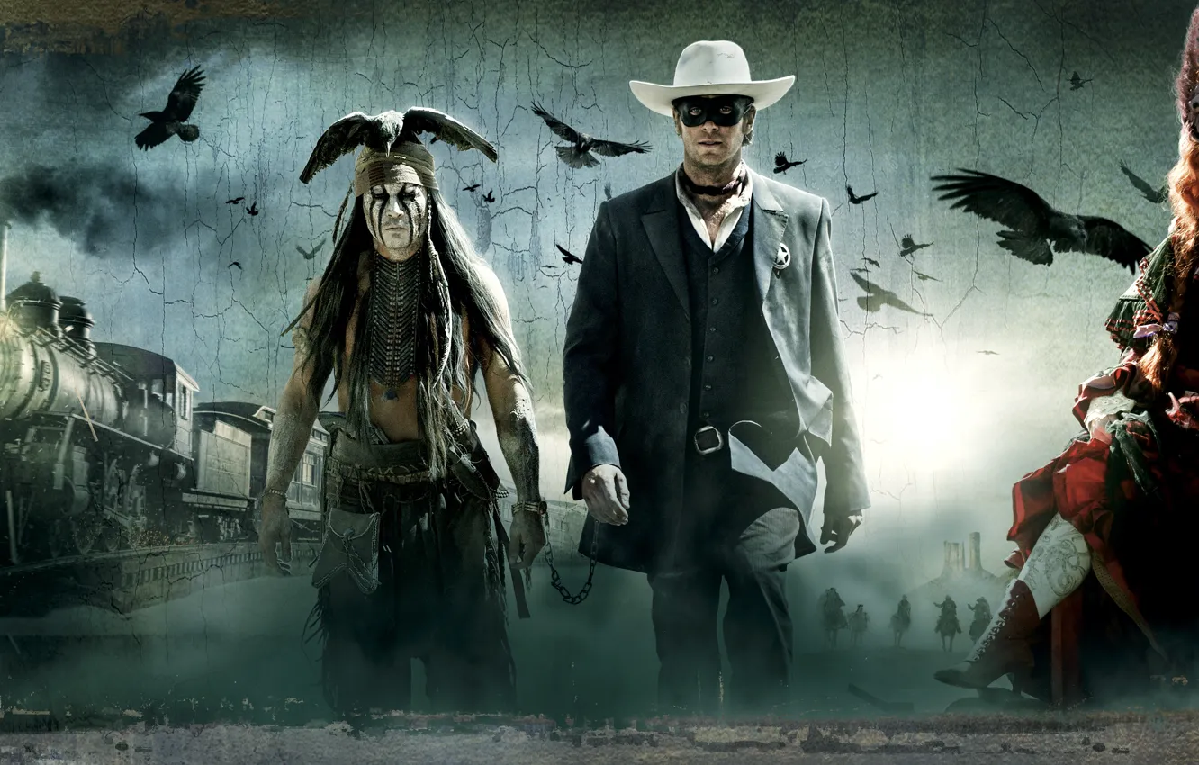 Photo wallpaper Johnny Depp, Western, The Lone Ranger, The lone Ranger, Armie Hammer