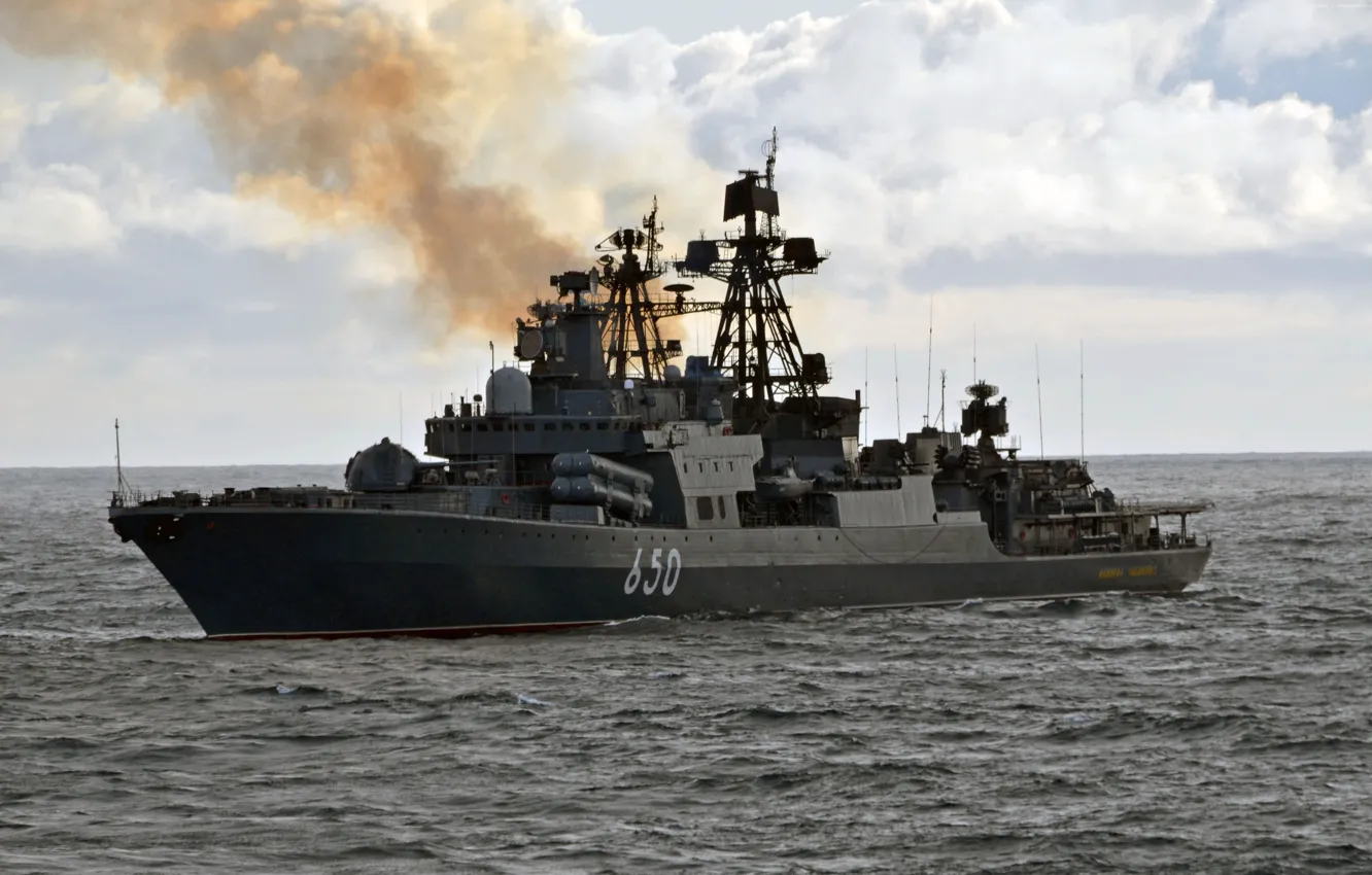 Photo wallpaper Russia, sky, sea, smoke, war, cloud, ship, Patrol