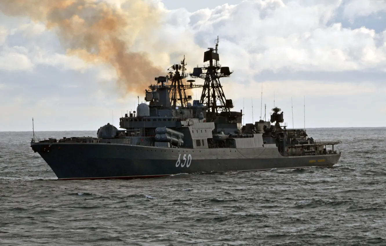 Photo wallpaper Russia, sky, sea, smoke, war, cloud, ship, 650