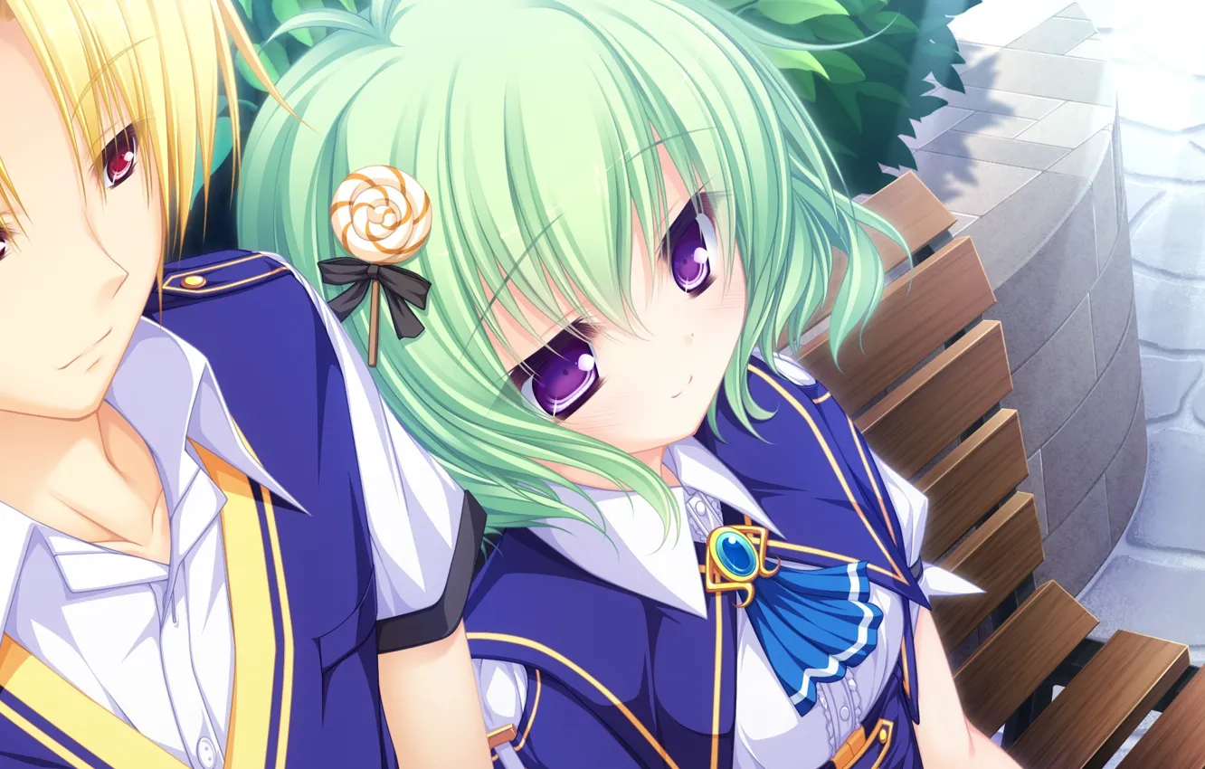 Photo wallpaper anime, art, girl, guy, two