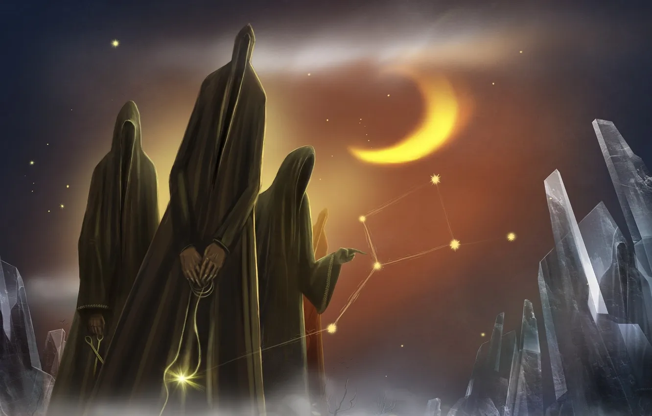 Photo wallpaper stars, night, spirit, a month, art, constellation