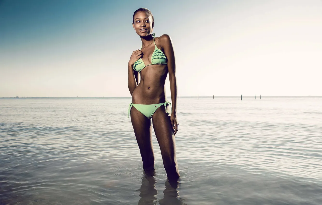 Photo wallpaper sea, girl, bikini