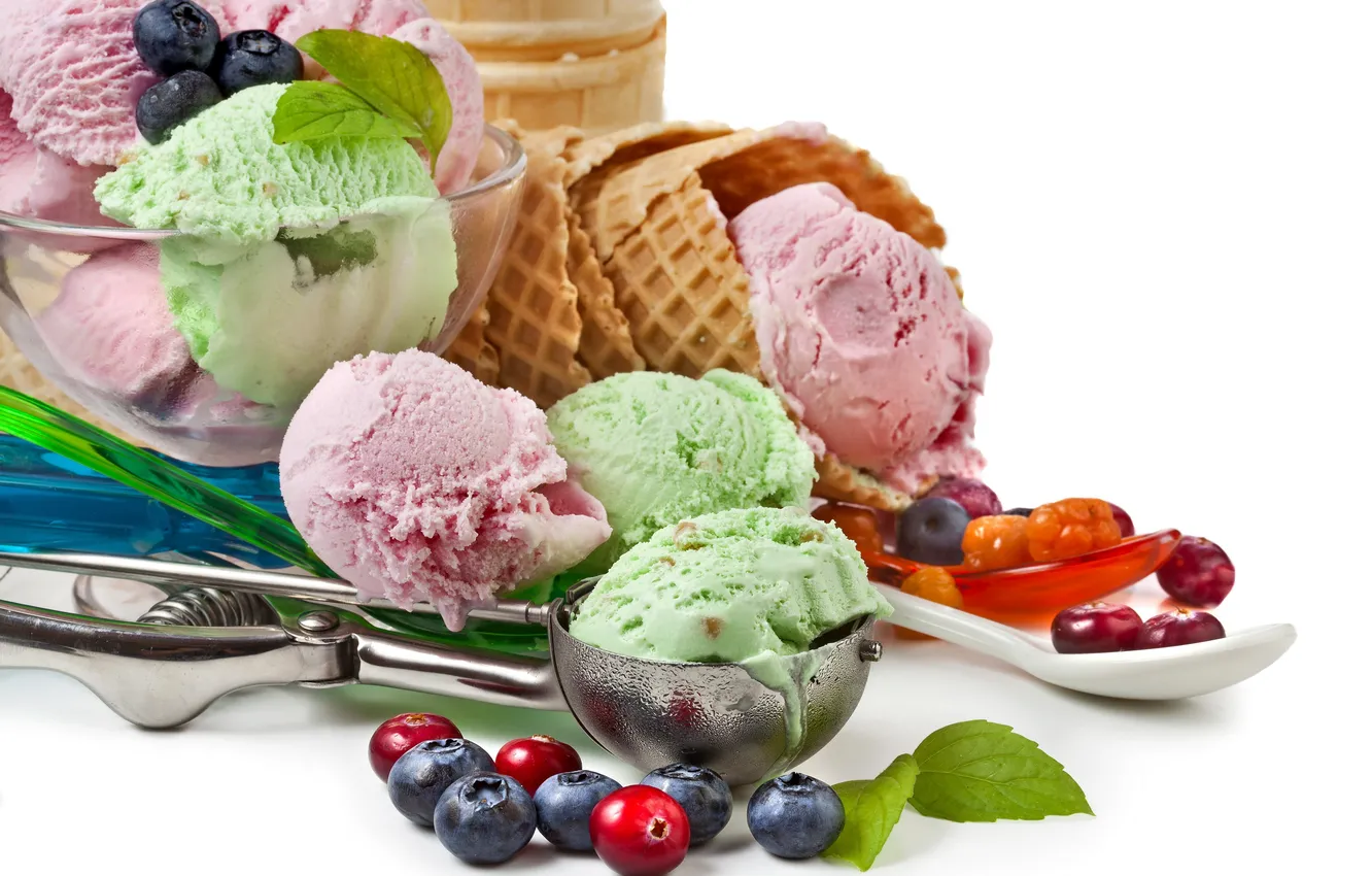 Photo wallpaper berries, ice cream, dessert, sweet, sweet, dessert, ice cream, fresh berries