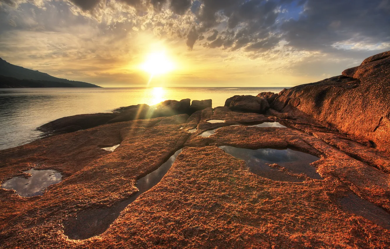 Photo wallpaper sunset, nature, photo, dawn, Australia, Tasmania, Freycinet National Park