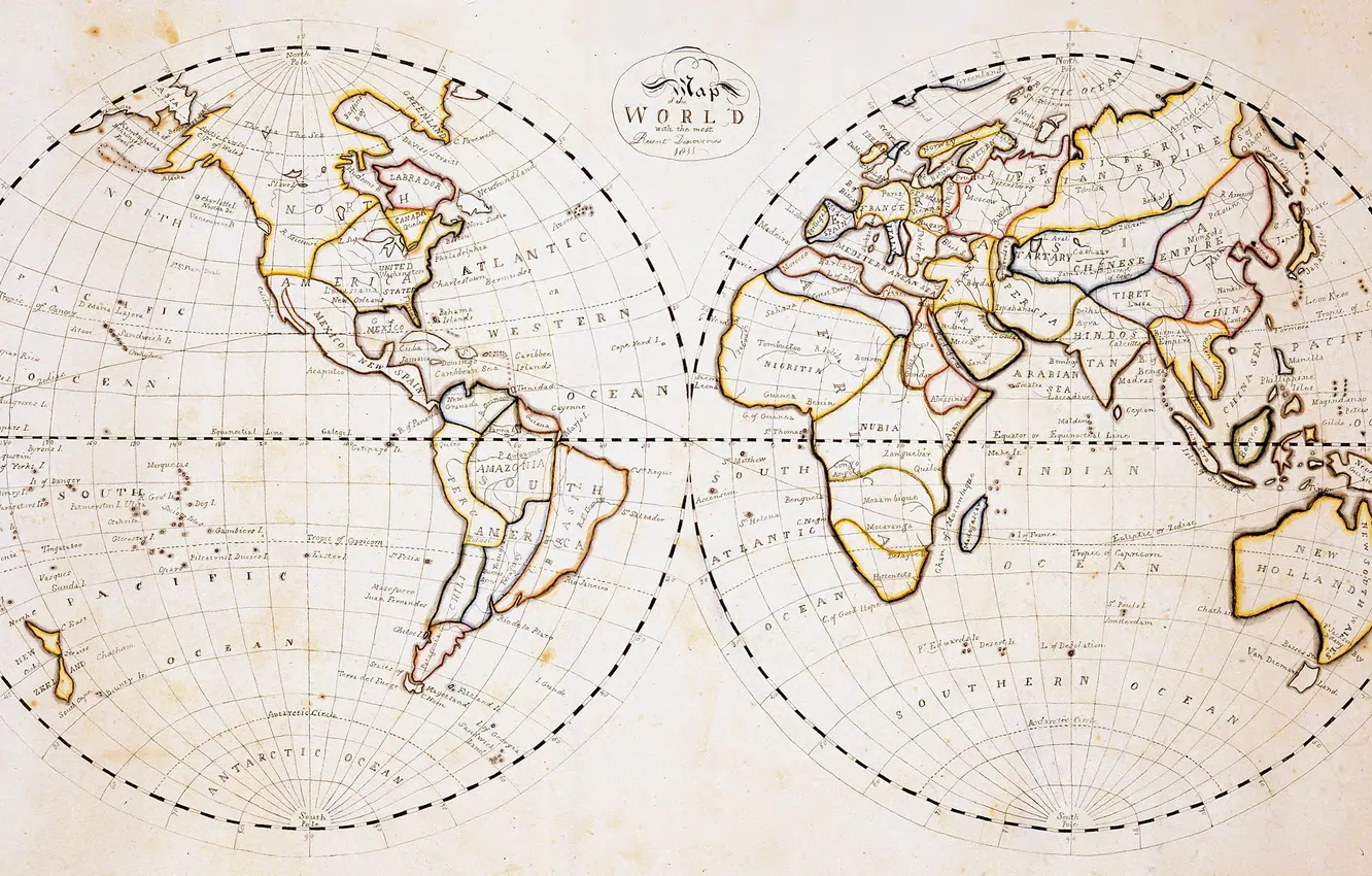 Photo wallpaper paper, earth, the world, map, vintage