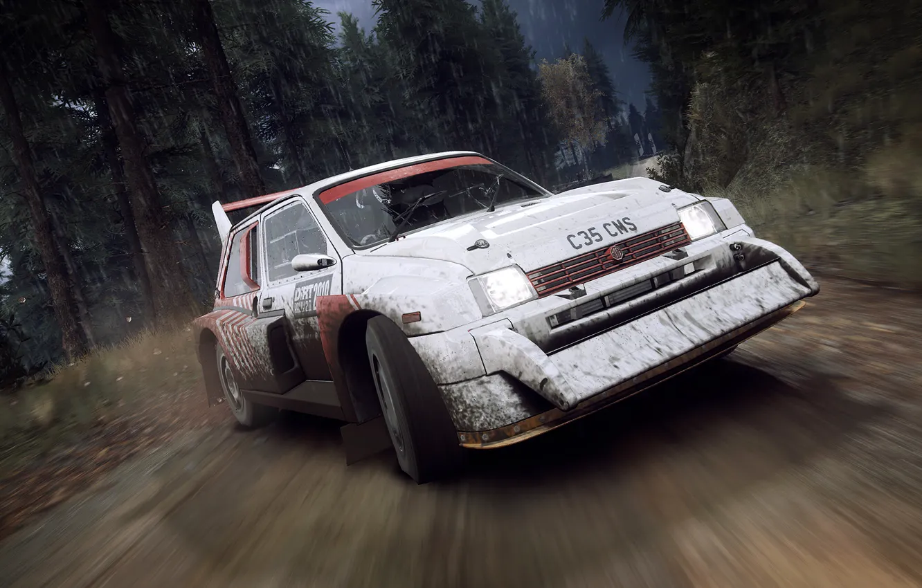 Photo wallpaper machine, forest, speed, drift, Dirt Rally 2.0