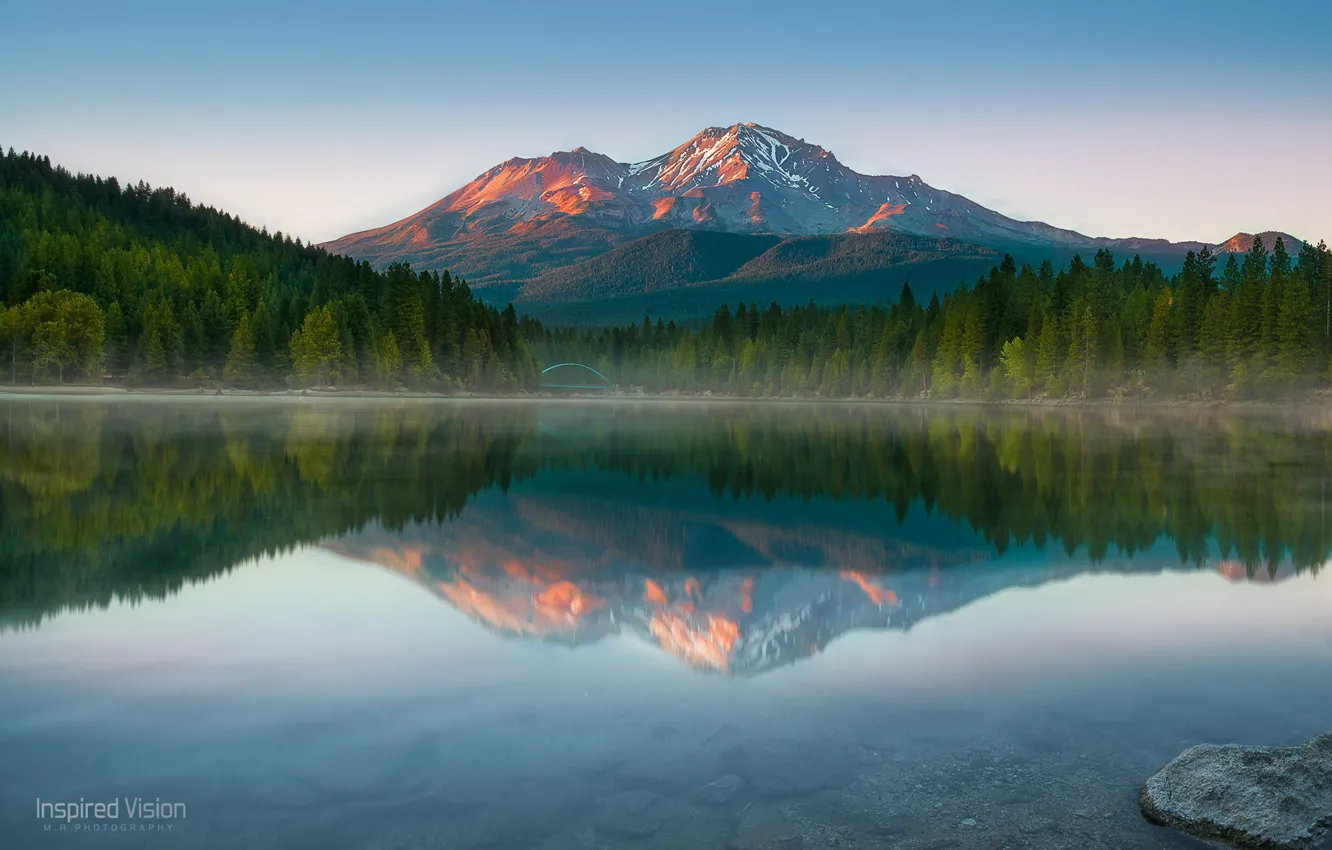 Photo wallpaper forest, mountains, nature, lake, reflection