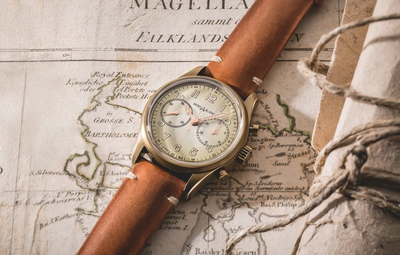 Photo wallpaper bronze, Blanc, Montblanc, vintage wrist watch, 1858 Automatic Chronograph Bronze