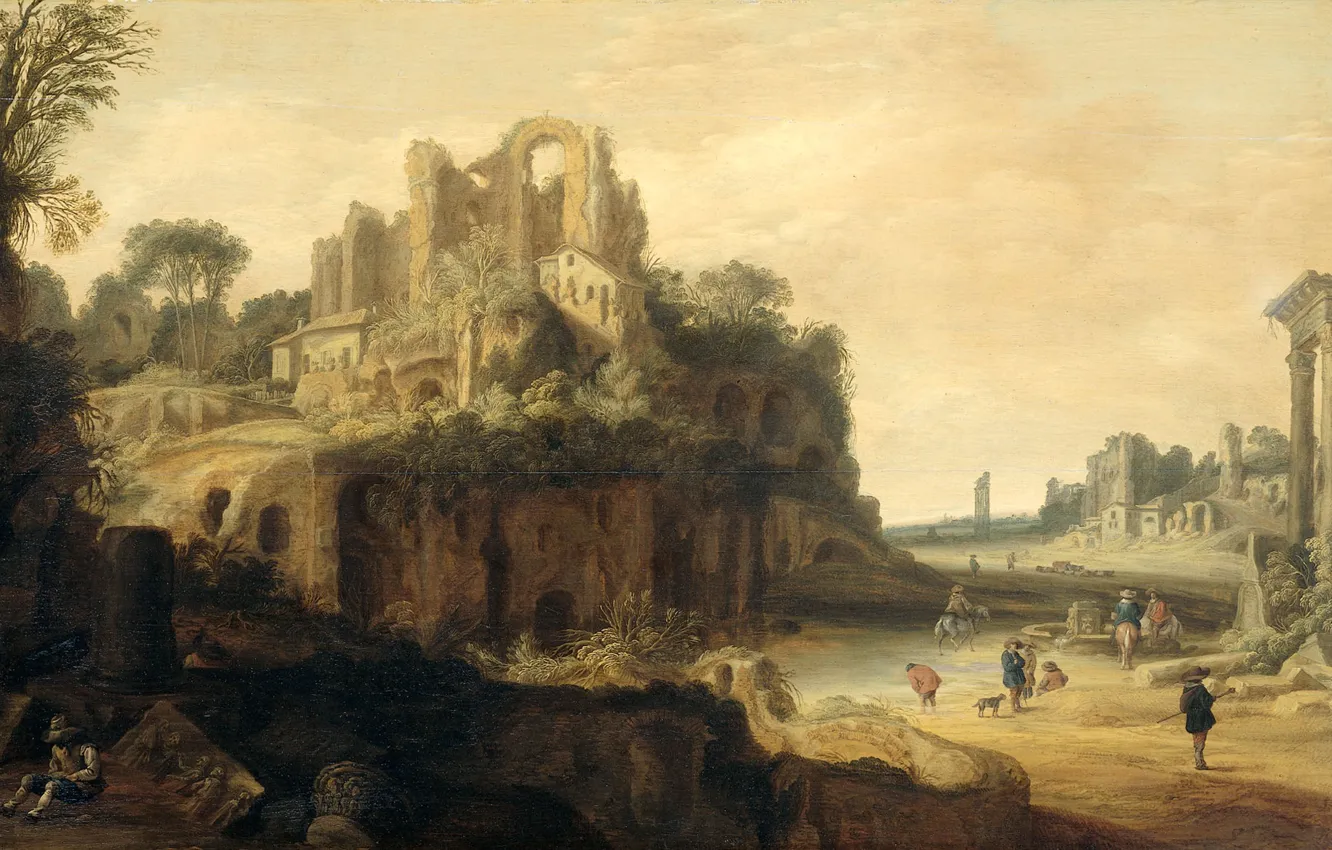 Photo wallpaper oil, picture, 1657, Pieter Anthonisz. van Groenewegen, Peter Anthony. Van Groenewegen, Roman landscape with the …