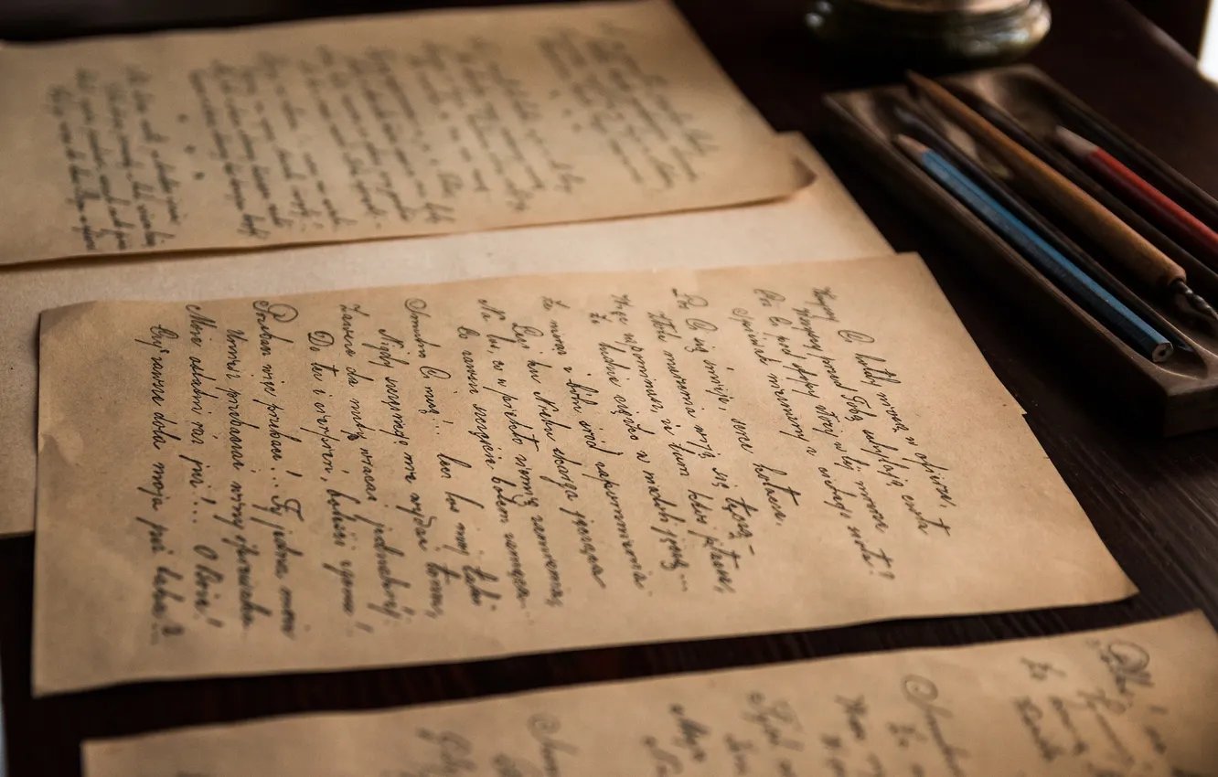 Photo wallpaper letter, paper, table, an ancient manuscript