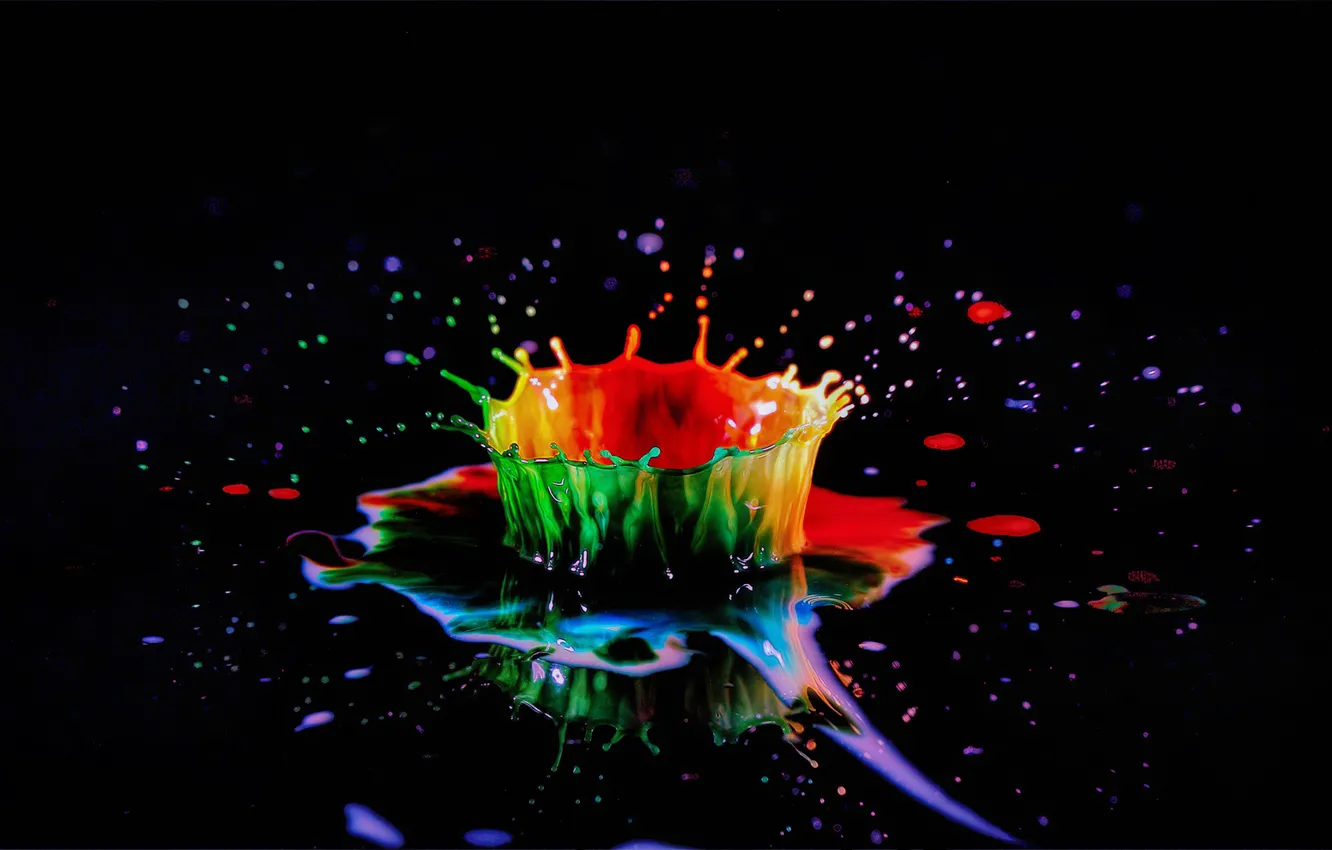 Photo wallpaper squirt, splash, liquid, black background, liquid, splash, black background, the game of color