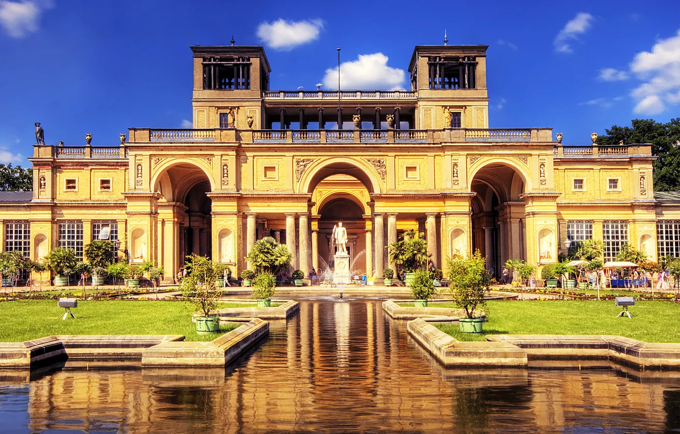 Photo wallpaper lawn, Germany, monument, fountain, Palace, Potsdam
