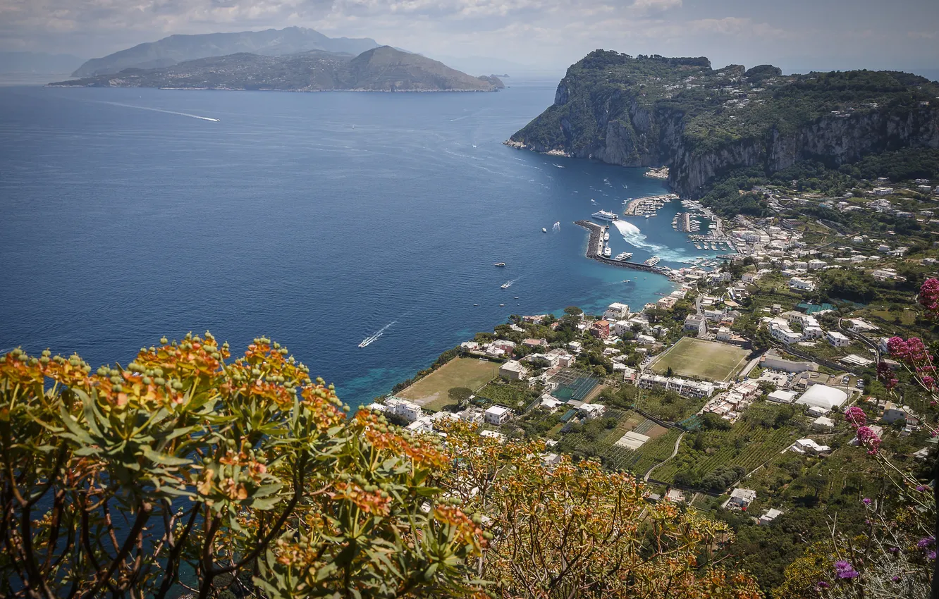 Photo wallpaper sea, mountains, island, Bay, Italy, Anacapri, Campaign