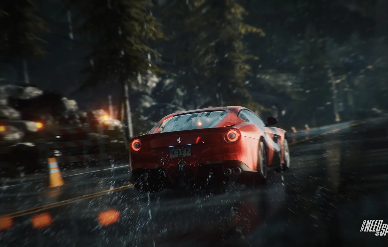 Photo wallpaper road, forest, squirt, wood, race, Need for Speed Rivals, The Ferrari F12 Berlinetta