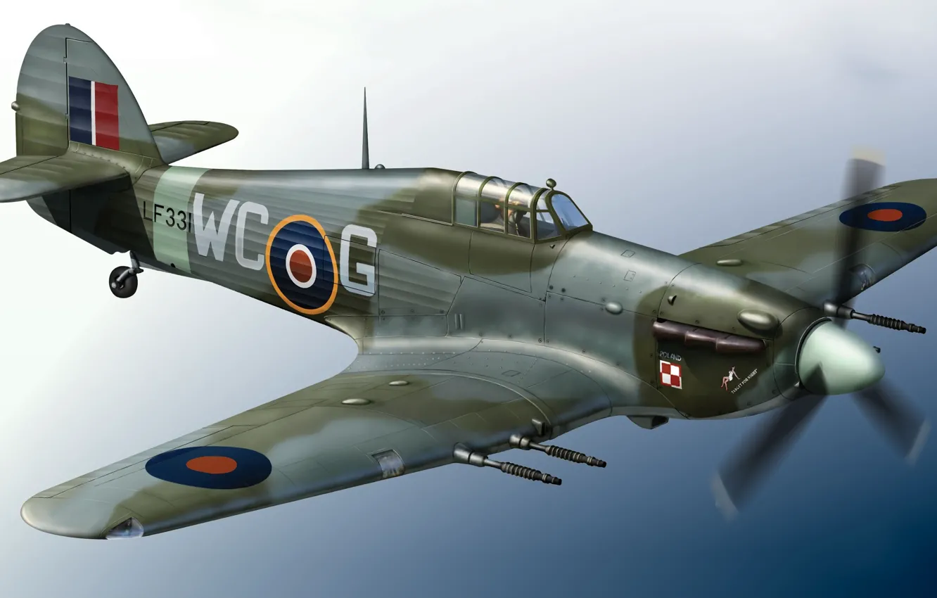 Photo wallpaper UK, Royal Air Force, Hurricane Mk.IIC, Hawker Hurricane Mk.IIc, Piston fighter
