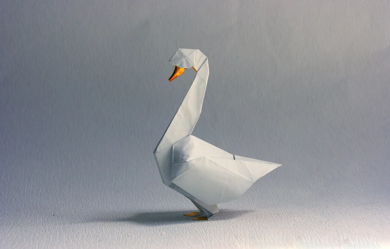 Photo wallpaper white, grey, shadow, Swan, white, swan, origami, origami