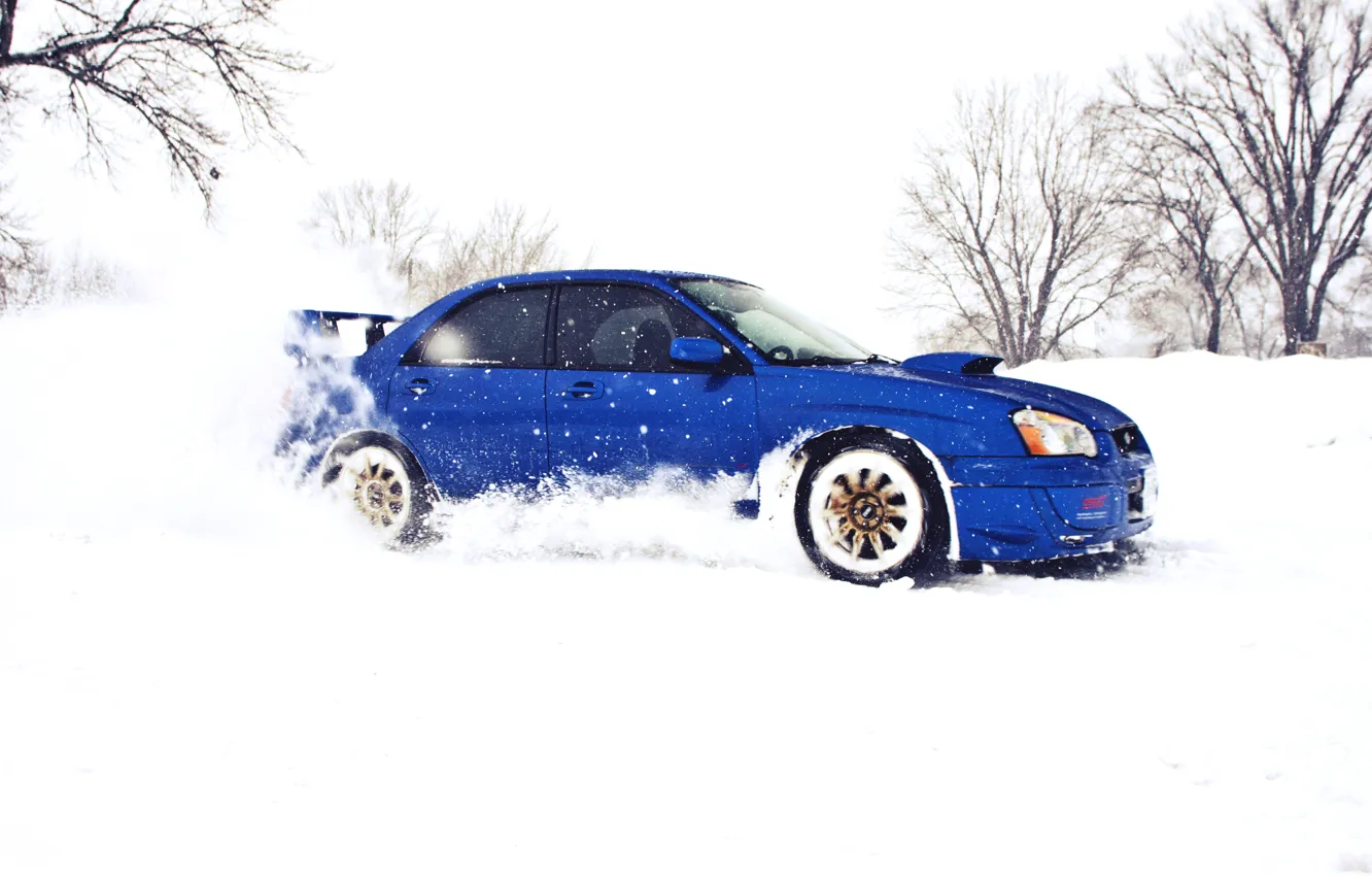Photo wallpaper Winter, Subaru, Impreza, Snow, WRX, Subaru, Impreza, STi